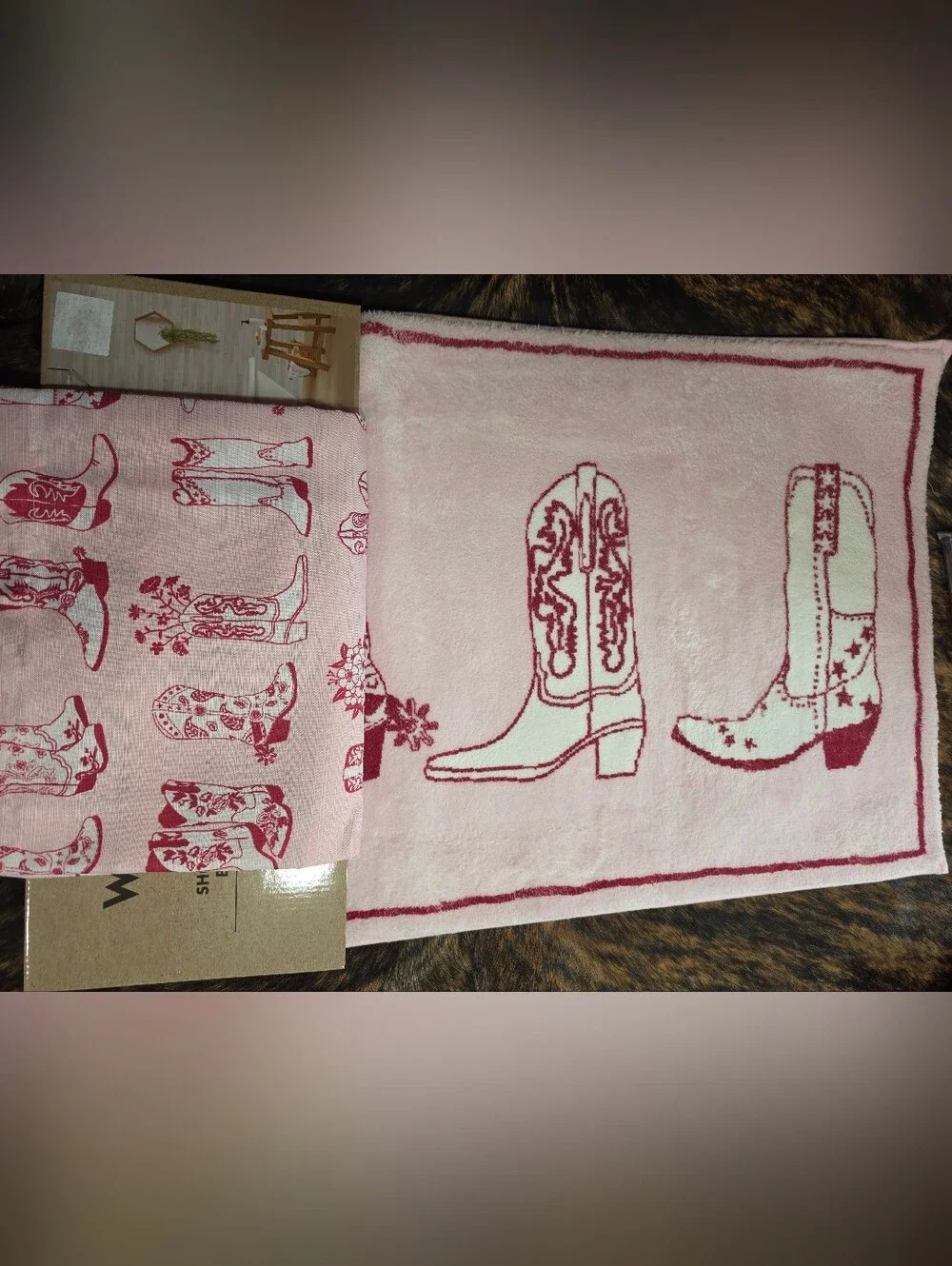 Wrangler Pink Western Boot Bath Rug & Shower Curtain Set